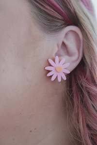 Earrings: Remi Statement Stud Earring - Pink/Orange