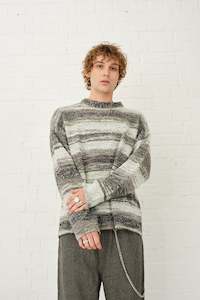 Mens Knitwear: Jumble Spacedye Stripe Knit Jumper - Grey Was $269 Now