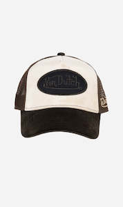 Accessories: Velvet Patch Trucker Hat - Taupe/Brown