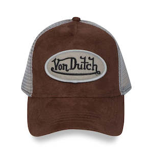 Trucker Hat - Brown Suede and Grey