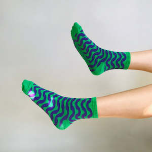 Cotton Socks - Waves Green