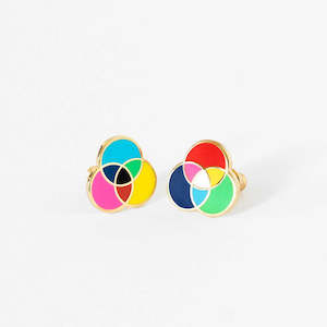 Yellow Owl: RBG/CMYK Stud Earrings