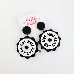 Pink Nade: Not Now B&W Dangle Earrings