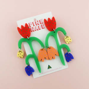 Flower Stem Dangle Earrings