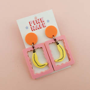 Pink Nade: Banana Dangle Earrings