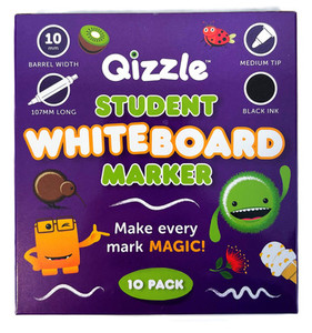 qizzle student whiteboard marker (black) box of 10