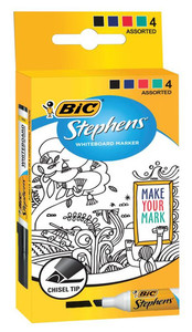 bic velleda chisel whiteboard marker, set 4