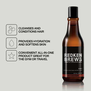 Redken Brew: Brews 3-In-1 Shampoo, Conditioner And Body Wash 300mL