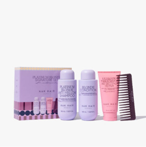 Nak Hair Signature Holiday Pack: Nak Signature Holiday Platinum Anti-Yellow Blonde Trio with Gift