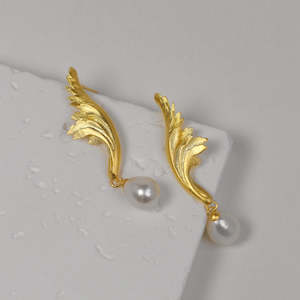 Gold Acanthus Sterling Silver Earrings
