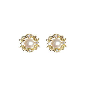 New Items: Retro Pearl Stud Earrings - Sterling Silver