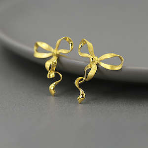 New Items: Bow Stud Earrings - Gold Plated Sterling Silver