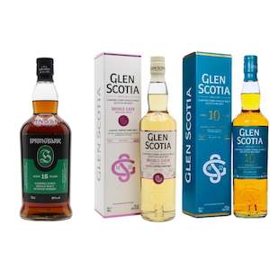 scottish single malts Campbletown: Springbank 15 Year Old + Glen Scotia Double Cask Rum Finish + Glen Scotia 10 Year Old