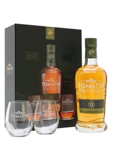 Tomatin Highland Single Malt Whisky Collection: Tomatin 12 Year Old + Glasses Gift Pack 700ml