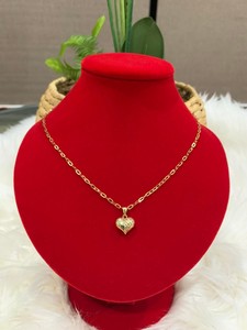 18K SAUDI GOLD HEART NECKLACE (16inches) - E&J Bags NZ