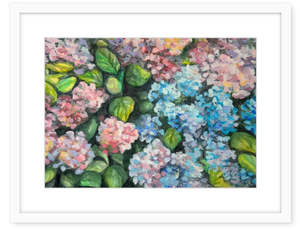 Sold Originals: Hydrangeas in blue & crimson