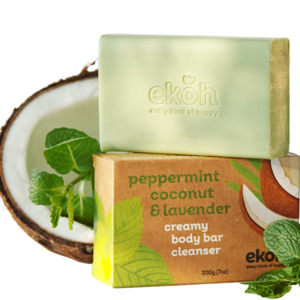 Personal Care: Organic Coconut Soap Bar - Peppermint Lavender Soap Eco Body Soap Bars 200g
