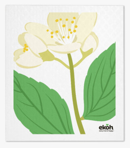 Cleaning Accessories: Swedish Dishcloth Jasmine Botanicals Floral Print Compostable EKOH Sponge Cloth