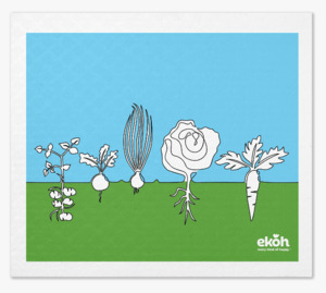 Cleaning Accessories: Swedish Dishcloth Veggie Garden Print Eco Compostable Sponge Cloth 1pc.