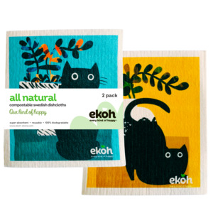 Cleaning Accessories: Swedish Dishcloths Eco Cleaning Cloths 2 Pack Happy Cats