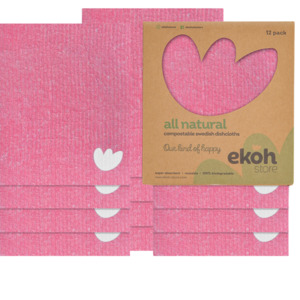 Eco Friendly Kitchen Essentials: Swedish Dishcloths Ultimate 12 pk Pink Multipurpose Compostable Cleaning Eco Dish Cloths