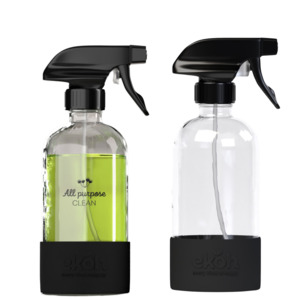 Bundles Multi Buys: Clear Glass Spray Bottles 500ml 2 Pack - Refillable with Silicone Base | EKOH