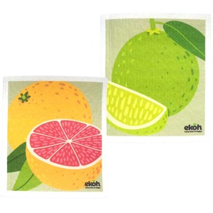 EKOH Dishcloths, Eco Sponge Dish Cloths 2 Pack - Grapefruit and Lime Compostable&hellip;