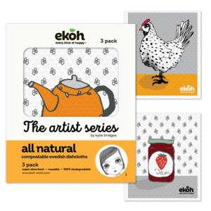 Swedish Dishcloths Artist Prints Au Nz: Eco Sponge Dish Cloths Compostable Swedish Dishcloths Artist Farmhouse 3 Pk
