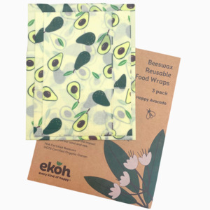 Bundles Multi Buys: Beeswax Food Wraps 3 Pack Avocado | Reusable Organic Kitchen Wraps