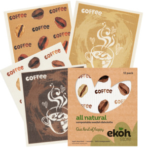 Bundles Multi Buys: Swedish Dishcloths 12 Pack Barista Coffee - Reusable Eco Cleaning Cloths