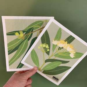 Swedish Dishcloths 2 Pack: Swedish Dishcloths 2 Pack - Reusable Eco Cloths Aussie Botanical Print