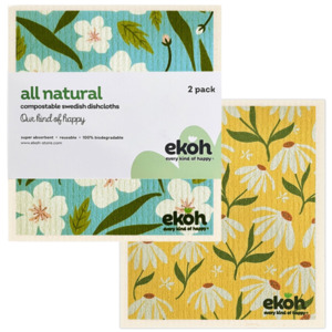 Swedish Dishcloths 2 Pack: Swedish Dishcloths 2 Pack Spring Flowers | Reusable Eco Kitchen Cloths