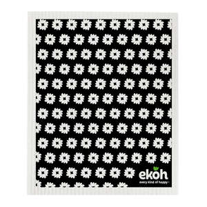 Swedish Dishcloths Artist Prints Au Nz: Swedish Dishcloth Black & White Daisy - Reusable Eco Sponge Cloth 1pc