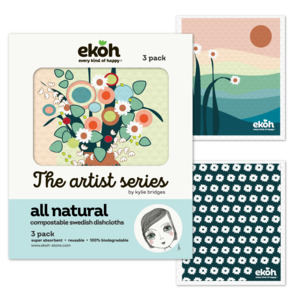 Swedish Dishcloths 3 Pack Artist Sunset - Reusable Eco Cleaning Cloths