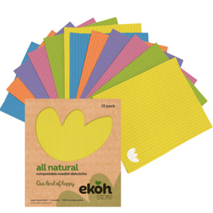 Swedish Dishcloths 12 Pack Rainbow Colours | Reusable Eco Cloths