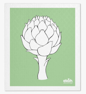 Swedish Dishcloths Singles Create Your Own: Swedish Dishcloth Sage Artichoke Print - Reusable Eco Sponge Cloth 1pc