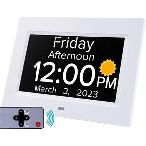 Clocks And Medication Reminders: 7" Digital Calendar Clock with 8 Alarm/Medication Reminders (Black)