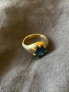 London Blue Topaz Signet Stone Gold Ring