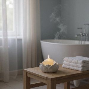 White Ceramic Flower Candle Holder