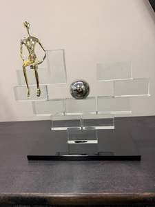 Crystal: Symmetrical Piece with Golden figurine