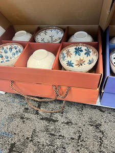 Dinnerware: Blue and Brown Bowls Set 6 pcs