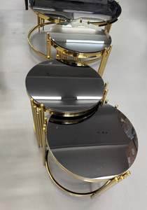 Black Glass & Gold Finish Nesting Tables 4pc