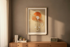 Abstract sun & fether wall art