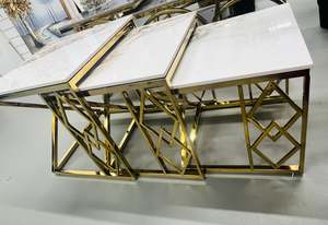 Furniture: White Marble Tea Table set 3