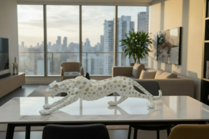Luxury Art: Gold & white Jaguar Big