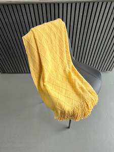 Mustard Diamond Knit Throw Blanket