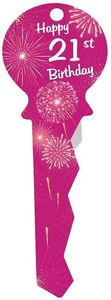 Wooden fireworks pink 21st key