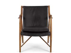 Armchairs: MADRID ARMCHAIR "BLACK LEATHER"