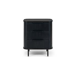 Bedside Tables: LINEA 3 DRAWER BEDSIDE TABLE "BLACK OAK"