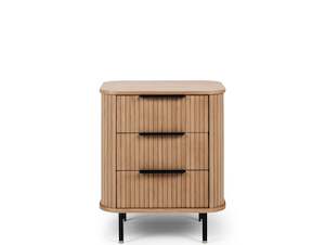 Bedside Tables: LINEA 3 DRAWER BEDSIDE TABLE "NATURAL OAK"